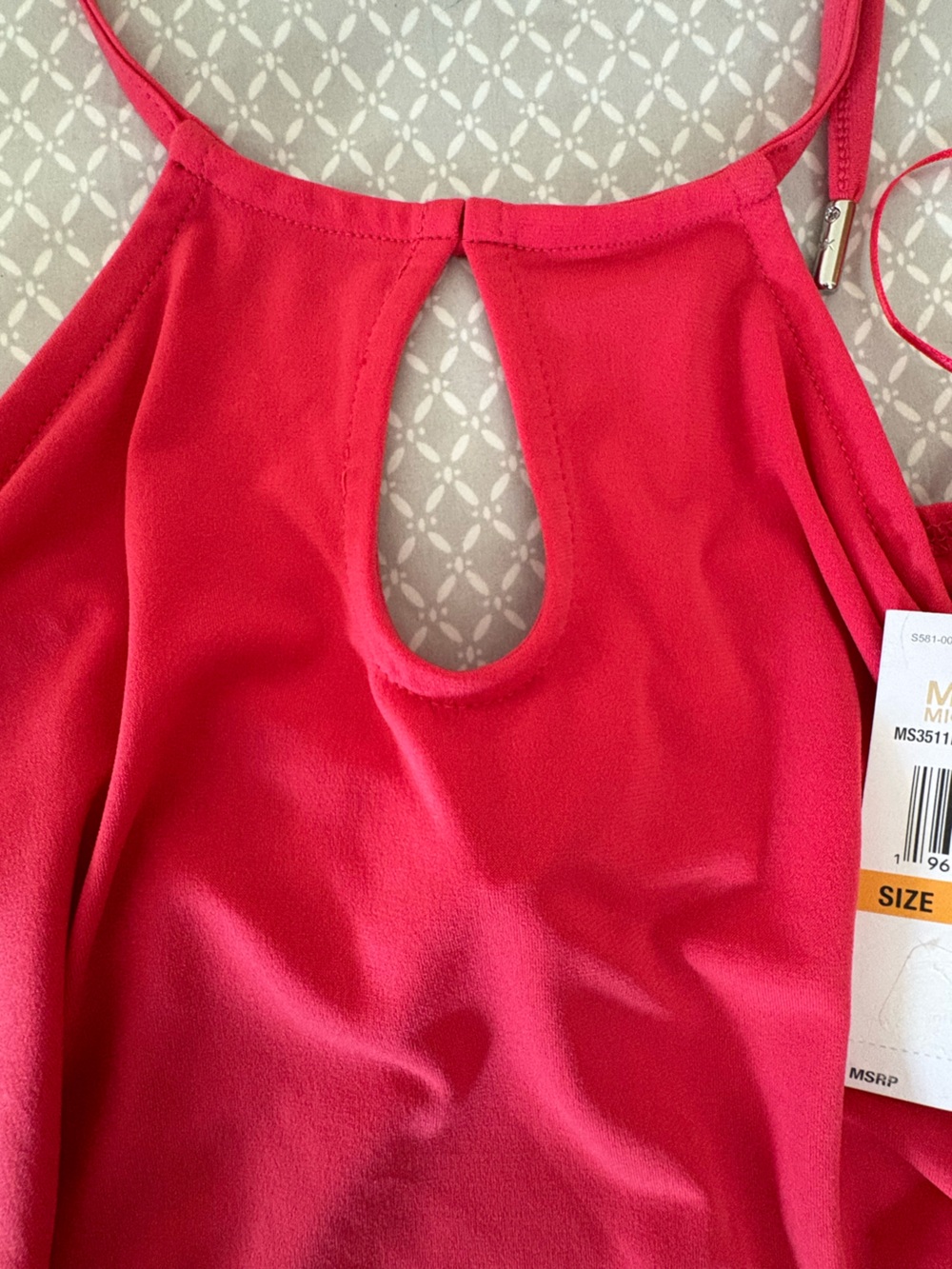 Small Michael Kors Pink Cold Shoulder Keyhole Long Sleeve Top - Picture 11 of 16